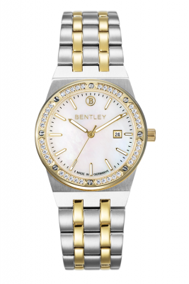 Product SKU: 1708-10LTWSDescription: 
Case Material: Gold two tone stainless steel,Case with 40pcs Cubic Zirconia Case Size: 33.0mm x 33.0mm Dial Size: 25.0mm Dial Color: White MOPCrystal: Sapphire crystal with anti-reflective treatmentCrown: 4.0mmMovement: GN10(3H+date)