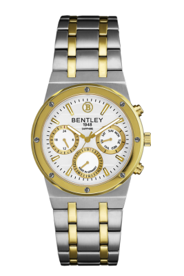 Product SKU: 1708-40MTWI-KCase Material: Gold two tone stainless steelCase Size: 39.0mm x 39.0mmDial Size: Ø 31.0mmDial Color: WhiteCrystal: Sapphire crystal glassCrown: 5.0mmMovement: VX9J