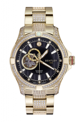 Product SKU: 1796-252KBA-SDescription: Band with 150 pcs white sapphireCase Material: Gold tone stainless steel,Case with 262 pcs white sapphireCase Size: 43.0mm X 51.0mmDial Size: Ø 34.0 mmDial Color: Black dial with 12 pcs diamondCrystal: Sapphire crystalCrown: 7.0mmMovement: NH39/Automatic