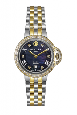 Product SKU: 1818-102LTBI-SKCase Material: Gold two tone stainless steel,Case with  52pcs white sapphireCase Size: 32.0mm X 32.0mmDial Size: Ø 23.5mmDial Color: Black MOP dial with 6pcs diamondCrystal: Sapphire crystal glassCrown: 5.5mmMovement: GN15