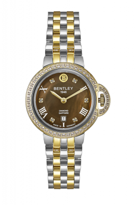 Product SKU: 1818-102LTDI-SKCase Material: Gold two tone stainless steel,Case with  52pcs white sapphireCase Size: 32.0mm X 32.0mmDial Size: Ø 23.5mmDial Color: Brown MOP dial with 6pcs diamondCrystal: Sapphire crystal glassCrown: 5.5mmMovement: GN15