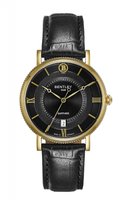 Product SKU: 1865-10MKBBDescription: Gold tone caseCase Size: 40.0mm X 46.5mmDial Size: Ø 34.5 mmDial Color: Black dialBracelet:  Black calfskin leather strapCrystal: Sapphire crystal glassCrown: 5.0mmMovement: VX42