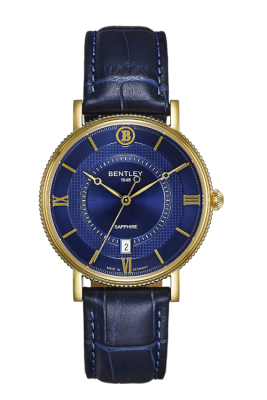 Product SKU: 1865-10MKNNDescription: Gold tone caseCase Size: 40.0mm X 46.5mmDial Size: Ø 34.5 mmDial Color: Blue dialBracelet:  Blue calfskin leather strapCrystal: Sapphire crystal glassCrown: 5.0mmMovement: VX42