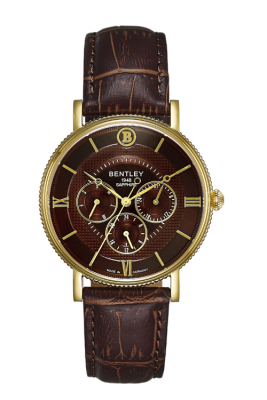 Product SKU: 1865-20MKDDDescription: Gold tone caseCase Size: 40.0mm X 46.5mmDial Size: Ø 34.5 mmDial Color: Brown dial / Day / Date / 24 HoursBracelet:  Brown calfskin leather strapCrystal: Sapphire crystal glassCrown: 5.0mmMovement: VX3J