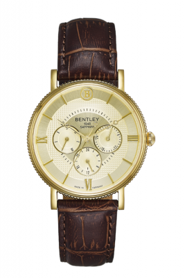 Product SKU: 1865-20MKKDDescription: Gold tone caseCase Size: 40.0mm X 46.5mmDial Size: Ø 34.5 mmDial Color: Gold dial / Day / Date / 24 HoursBracelet:  Brown calfskin leather strapCrystal: Sapphire crystal glassCrown:  5.0mmMovement: VX3J