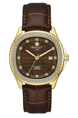 Product SKU: 1869-252MKDDDescription: Gold tone case,Case with 50pcs white sapphireCase Size: 42.0mm X 47.0mmDial Size: Ø 30.6mmDial Color: Brown dial with 12pcs diamondBracelet:  Brown calfskin leather strapCrystal: Sapphire crystal glassCrown: 6.0mmMovement: SL1701-0005/Automatic