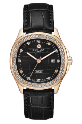 Product SKU: 1869-252MRBBDescription: Rose gold tone case,Case with 50pcs white sapphireCase Size: 42.0mm X 47.0mmDial Size: Ø 30.6mmDial Color: Black dial with 12pcs diamond Bracelet:  Black calfskin leather strapCrystal: Sapphire crystal glassCrown: 6.0mmMovement: SL1701-0005/Automatic