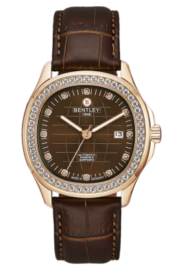 Product SKU: 1869-252MRDDDescription: Rose gold tone case,Case with 50pcs white sapphireCase Size: 42.0mm X 47.0mmDial Size: Ø 30.6mmDial Color: Brown dial with 12pcs diamond Bracelet:  Brown calfskin leather strapCrystal: Sapphire crystal glassCrown: 6.0mmMovement: SL1701-0005/Automatic