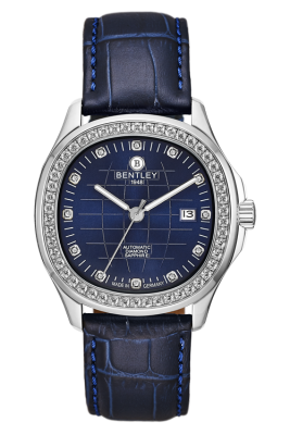 Product SKU: 1869-252MWNNDescription: Stainless steel case,Case with 50pcs white sapphireCase Size: 42.0mm X 47.0mmDial Size: Ø 30.6mmDial Color: Blue dial with 12pcs diamond  Bracelet:  Blue calfskin leather strapCrystal: Sapphire crystal glassCrown: 6.0mmMovement: SL1701-0005/Automatic