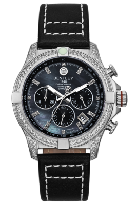 Product SKU: 1796-202WBB-SCase Material: Stainless steel case,Case with 226 pcs white sapphireCase Size: 43.0mm x 51.2mmDial Size: 34.0mm X 34.0mmDial Color: Black MOP dial with 20 pcs diamond,Bracelet:  Black calfskin leather strap Crystal: Sapphire crystal with anti-reflective treatmentCrown: 7.0mmMovement: VK63