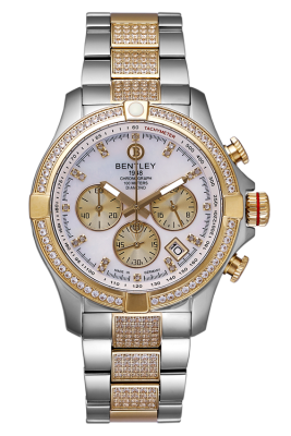 Product SKU: 1796-302TCI-SCase Material: Gold two tone stainless steel,Case with 60 pcs white sapphireCase Size: 43.0mm x 51.2mmDial Size: 34.0mm X 34.0mmDial Color: White MOP dial with 20 pcs diamondBracelet:  Band with 150 pcs white sapphireCrystal: Sapphire crystal with anti-reflective treatmentCrown: 7.0mmMovement: VK63