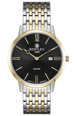 Product SKU: 1829-10MTBICase Material: Gold two tone stainless steelCase Size: 39.0mm X 46.4mmDial Size:  34.0 mmDial Color: Black dialCrystal: Sapphire crystal glassCrown: 4.0mmMovement: GM15