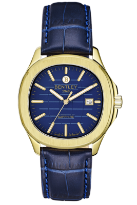 Product SKU: BL1869-10MKNNCase Material: Gold tone caseCase Size: 40.0mm X 44.5mmDial Size: Ø 28.7 mmDial Color: Blue dialBracelet:  Blue calfskin leather strapCrystal: Sapphire crystal glassCrown: 5.5mmMovement: GM10