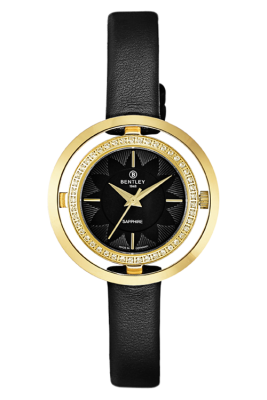 Product SKU: 1868-101LKBBDescription: Gold tone caseCase Material: Case with  45 pcs white sapphireCase Size: 32.0mm X 32.0mmDial Size: Ø 19.5mmDial Color: Black dial Bracelet:  Black calfskin leather strapCrystal: Sapphire crystal glassCrown: 3.5mmMovement: VJ21