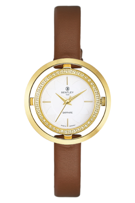 Product SKU: 1868-101LKWDDescription: Gold tone caseCase Material: Case with  45 pcs white sapphireCase Size: 32.0mm X 32.0mmDial Size: Ø 19.5mmDial Color: White dial Bracelet:  Brown calfskin leather strapCrystal: Sapphire crystal glassCrown: 3.5mmMovement: VJ21