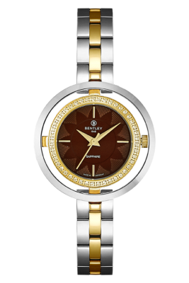 Product SKU: 1868-101LTDI-KDescription: Gold two tone stainless steelCase Material: Case with  45 pcs white sapphireCase Size: 32.0mm X 32.0mmDial Size: Ø 19.5mmDial Color: Brown dial Crystal: Sapphire crystal glassCrown: 3.5mmMovement: VJ21