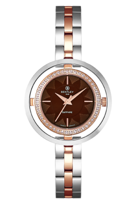 Product SKU: 1868-101LTDI-RDescription: Rose gold two tone stainless steelCase Material: Case with  45 pcs white sapphireCase Size: 32.0mm X 32.0mmDial Size: Ø 19.5mmDial Color: Brown dial Crystal: Sapphire crystal glassCrown: 3.5mmMovement: VJ21