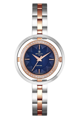 Product SKU: 1868-101LTNI-RDescription: Rose gold two tone stainless steelCase Material: Case with  45 pcs white sapphireCase Size: 32.0mm X 32.0mmDial Size: Ø 19.5mmDial Color: Blue dial Crystal: Sapphire crystal glassCrown: 3.5mmMovement: VJ21