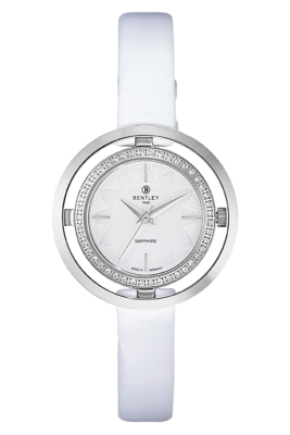 Product SKU: 1868-101LWWWDescription: Stainless steel caseCase Material: Case with  45 pcs white sapphireCase Size: 32.0mm X 32.0mmDial Size: Ø 19.5mmDial Color: White dial Bracelet:  White calfskin leather strapCrystal: Sapphire crystal glassCrown: 3.5mmMovement: VJ21