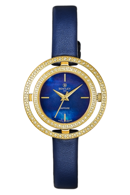 Product SKU: 1868-201LKNNDescription: Gold tone caseCase Material: Case with  95 pcs white sapphireCase Size: 32.0mm X 32.0mmDial Size: Ø 19.5mmDial Color: Blue MOP dial Bracelet:  Blue calfskin leather strapCrystal: Sapphire crystal glassCrown: 3.5mmMovement: VJ21