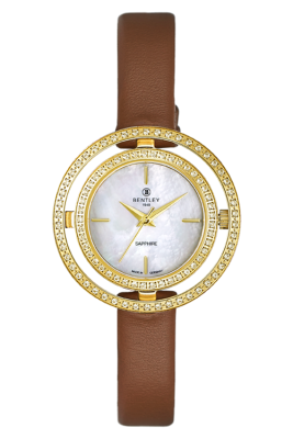 Product SKU: 1868-201LKWDDescription: Gold tone caseCase Material: Case with  95 pcs white sapphireCase Size: 32.0mm X 32.0mmDial Size: Ø 19.5mmDial Color: White MOP dial Bracelet:  Brown calfskin leather strapCrystal: Sapphire crystal glassCrown: 3.5mmMovement: VJ21