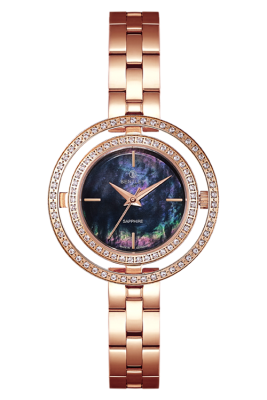 Product SKU: 1868-201LRBIDescription: Rose gold tone stainless steelCase Material: Case with  95 pcs white sapphireCase Size: 32.0mm X 32.0mmDial Size: Ø 19.5mmDial Color: Black MOP dial Crystal: Sapphire crystal glassCrown: 3.5mmMovement: VJ21