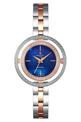 Product SKU: 1868-201LTNI-RDescription: Rose gold two tone stainless steelCase Material: Case with  95 pcs white sapphireCase Size: 32.0mm X 32.0mmDial Size: Ø 19.5mmDial Color: Blue MOP dial Crystal: Sapphire crystal glassCrown: 3.5mmMovement: VJ21