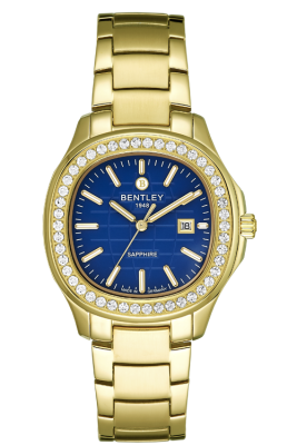 Product SKU: BL1869-101LKNIDescription: Gold tone stainless steelCase Material: Case with 48pcs white sapphireCase Size: 36.0mm X 40.4mmDial Size: Ø 24.7mmDial Color: Blue dial Crystal: Sapphire crystal glassCrown: Ø 4.5mmMovement: GN12