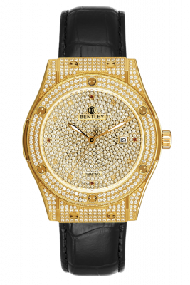 Product SKU: BL2206-152MKKBSDescription: Case with 310pcs white sapphireCase Size: 45.0mm X 55.0mmDial Size: Ø 32.0 mmDial Color: Gold dial with 8pcs diamond , 4pcs ruby, 395pcs white sapphireBracelet:  Black calfskin leather strapCrystal: Sapphire crystal glassCrown: 6.5mmMovement: MIYOTA 8215