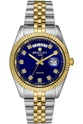 Product SKU: BL2333-10MTNI-KCase Material: Gold two tone stainless steelCase Size: 41.0mm X 49.0mmDial Size: Ø 31.0mmDial Color: Blue dial with 10pcs white sapphireCrystal: Sapphire crystal glassCrown: Ø 6.0mmMovement: VJ55