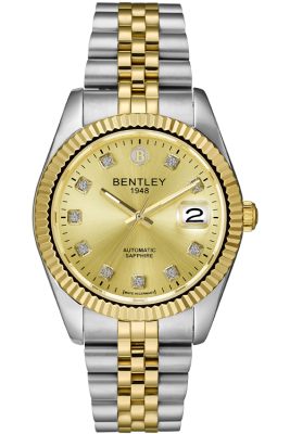 Product SKU: BL2333-15MTKI-KCase Material: Gold two tone stainless steelCase Size: 41.0mm X 49.0mmDial Size: Ø 31.0mmDial Color: Gold dial with 10pcs white sapphireCrystal: Sapphire crystal glassCrown: Ø 6.0mmMovement: NH35 / AUTOMATIC