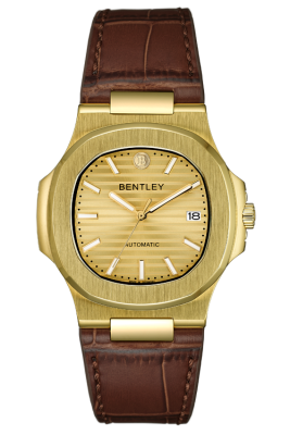 Product SKU: BL2340-15MKKDCase Material: Gold tone caseCase Size: 41.0mm X 46.5mmDial Size: Ø 32.0mmDial Color: Gold dialBracelet:  Brown calfskin leather strapCrystal: Sapphire crystal glassCrown: Ø 6.0mmMovement: NH35 / Automatic