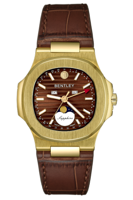 Product SKU: BL2340-20MKDDCase Material: Gold tone caseCase Size: 41.0mm X 46.5mmDial Size: Ø 32.0mmDial Color: Brown dialBracelet:  Brown calfskin leather strapCrystal: Sapphire crystal glassCrown: Ø 6.0mmMovement: 6P80 / Moonphase