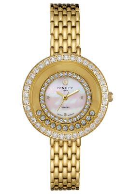 Product SKU: BL2418-202LKWIDescription: Gold tone stainless steelCase Material: Case with 38pcs CZCase Size: 34.0mm X 38.5mmDial Size: Ø 14.8mmDial Color: White MOP dial with 3pcs diamond & 43pcs CZCrystal: Sapphire crystal glassCrown: 4.0mmMovement: GL32