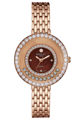 Product SKU: BL2418-202LRDIDescription: Rose gold tone stainless steelCase Material: Case with 38pcs CZCase Size: 34.0mm X 38.5mmDial Size: Ø 14.8mmDial Color: Brown MOP dial with 3pcs diamond & 43pcs CZCrystal: Sapphire crystal glassCrown: 4.0mmMovement: GL32