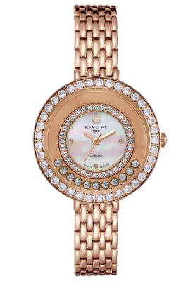 Product SKU: BL2418-202LRWIDescription: Rose gold tone stainless steelCase Material: Case with 38pcs CZCase Size: 34.0mm X 38.5mmDial Size: Ø 14.8mmDial Color: White MOP dial with 3pcs diamond & 43pcs CZCrystal: Sapphire crystal glassCrown: 4.0mmMovement: GL32