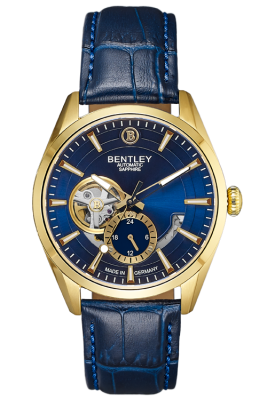 Product SKU: BL2431-25MKNNDescription: Gold tone caseCase Size: 41.0mm X 47.5mmDial Size: Ø 35.0mmDial Color: Blue dialBracelet:  Blue calfskin leather strapCrystal: Sapphire crystal glassCrown: 6.5mmMovement: YN74A / Automatic