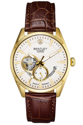 Product SKU: BL2431-25MKWDDescription: Gold tone caseCase Size: 41.0mm X 47.5mmDial Size: Ø 35.0mmDial Color: White dialBracelet:  Brown calfskin leather strapCrystal: Sapphire crystal glassCrown: 6.5mmMovement: YN74A / Automatic